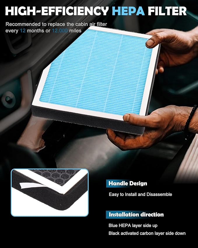 CF12820 Cabin HEPA Air Filter With Activated Carbon For 2021-2025 Hyundai Elantra Ioniq 5 Ioniq 6 Kona Santa Cruz Sonata Tucso Kia EV6 K4 K5 Niro Sorento Genesis GV60 Replace# 97133-AO000
