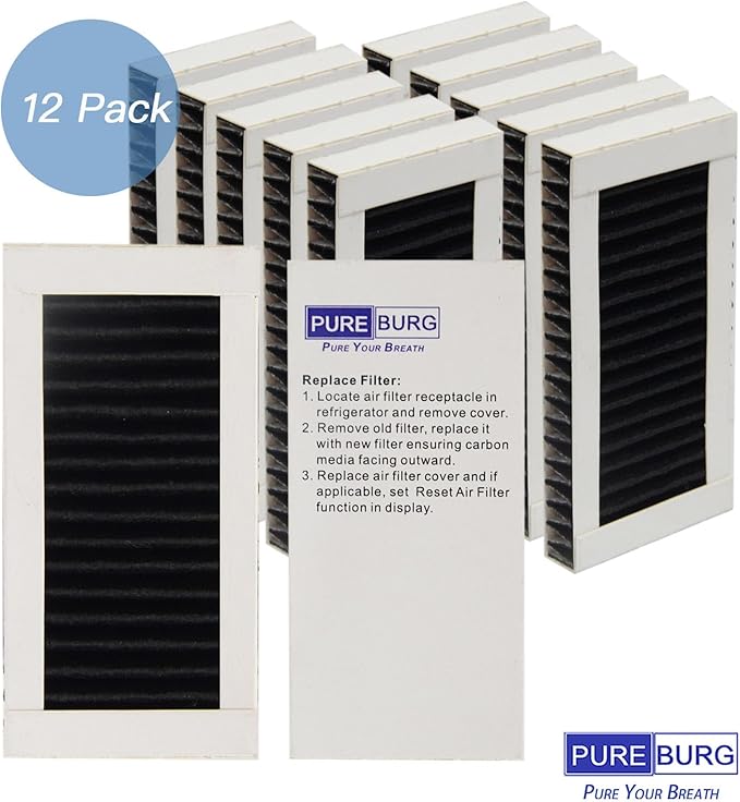 PUREBURG PAULTRA2 Refrigerator Air Filter Replacement (12-Pack) - Compatible with Frigidaire Pure Air Ultra II & Electrolux 242047805, 5303918847, EAP12364179