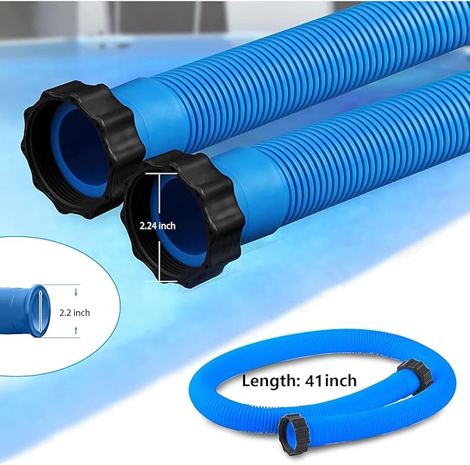 1.5" Pool Pump Replacement Hose for Above Ground Pools, Compatible with Intex 1500 GPH Filter Pumps, Sand Filters & Saltwater Systems, White Pool Hose Accessory - 29060E Replacement (2 pack Blue)