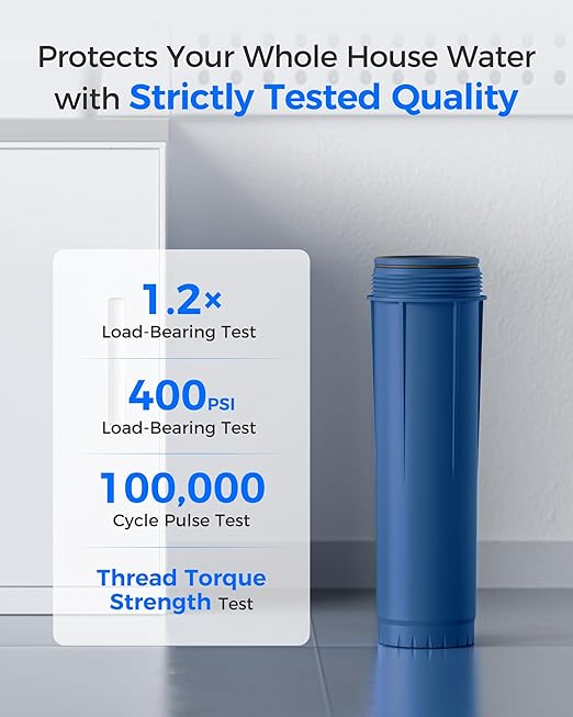 Waterdrop WHF3E-SKH 3-Stage Whole House Water Filter System,with Heavy Metal and Anti-Scale Sediment Filter, Highly Reduce Scale,Lead, Chlorine,Taste,5 Micron,1" Inlet/Outlet,20 x 4.5
