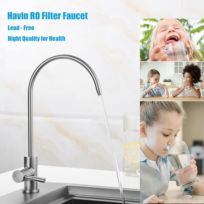 Havin RO Water Filter Faucet,Drinking Water Faucet fits Most Water Filtration System, Kitchen Reverse Osmosis Faucet,Bar Sink Faucet,Filter Tap,Lead-Free Stainless Steel,Non-Air-Gap(Brushed)