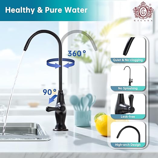 Sink Drinking Water Faucet, Sink Water Filter System, Suitable for Most Reverse Osmosis or Water Filtration Systems, Stainless Steel Reverse Osmosis Faucet for Kitchen Bar, Oil Rubbed Bronze