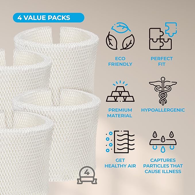 ANTOBLE MAF2 Wicking Humidifier Filter Replacement for AIRCARE Essick Air Moist Air MA0800, MA0600, MA0601, MA08000 and Kenmore 15408, 154080, 32-15508 Humidifiers (4 Pack)