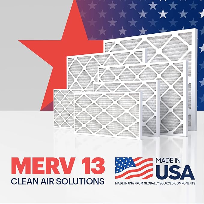 BNX TruFilter 14x20x1 MERV 13 (2-Pack) AC Furnace Air Filter - MADE IN USA - Electrostatic Pleated Air Conditioner HVAC AC Furnace Filters - Removes Pollen, Mold, Bacteria, Smoke