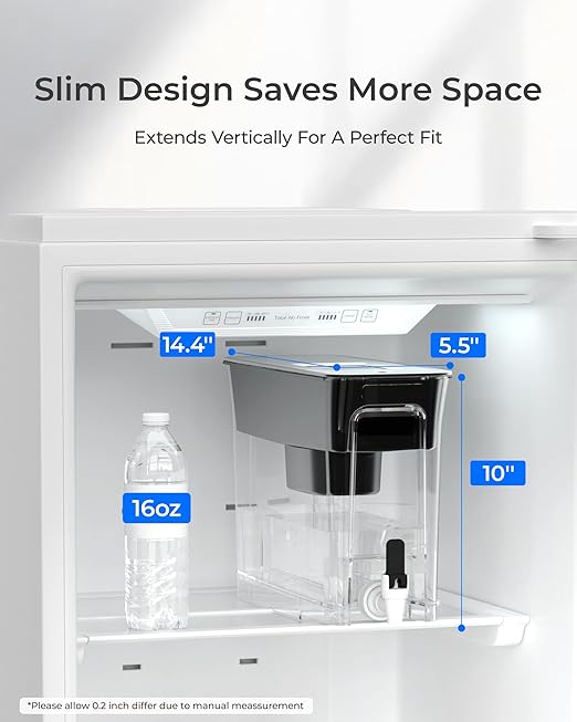 Waterdrop WFD-40L Water Filter Dispenser with 3 Filters, 35-Cup Slim Water Filter Pitcher, Large Capacity, 200-Gallon Long-Life, Reduces Chlorine, PFOA/PFOS and More, BPA Free, Black