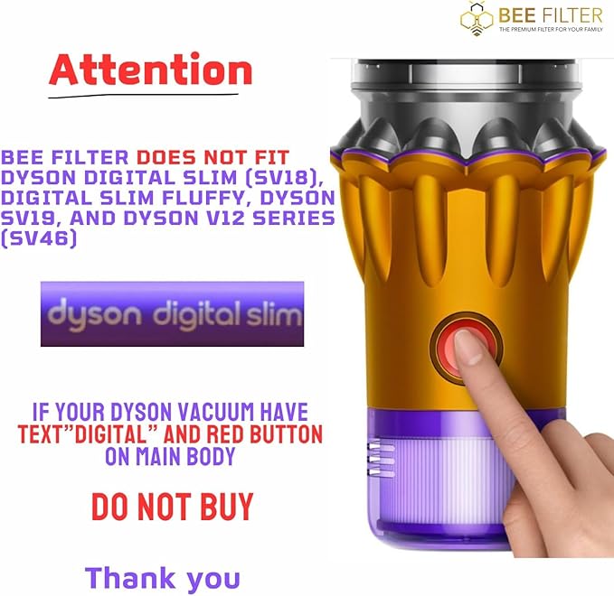 Dyson V15 Filter, 2-Pack Premium True HEPA Replacement Filters for Dyson V11, V11 Animal, Dyson-V15, V15 Filter, V11 Completed/Absolute, V15 Absolute/Submarine with Trigger Clamp, Part no. 970013-02