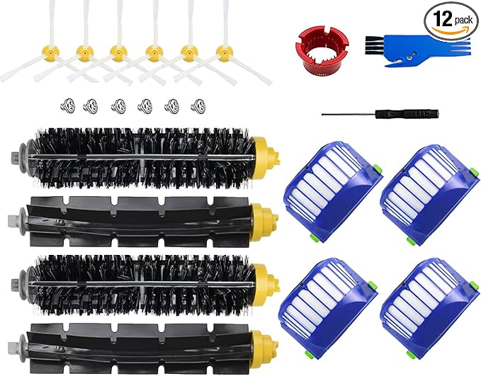 Replacement parts for iRobot Roomba 600 Series 694 675 618 692 675 676 695 677 671 655 645 690 680 660 650 620 614 & 500 Series 595 585 564 robot 2 Bristle 2 Beater Brush 4 Filter 6 Side Brush