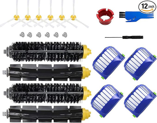 Replacement parts for iRobot Roomba 600 Series 694 675 618 692 675 676 695 677 671 655 645 690 680 660 650 620 614 & 500 Series 595 585 564 robot 2 Bristle 2 Beater Brush 4 Filter 6 Side Brush