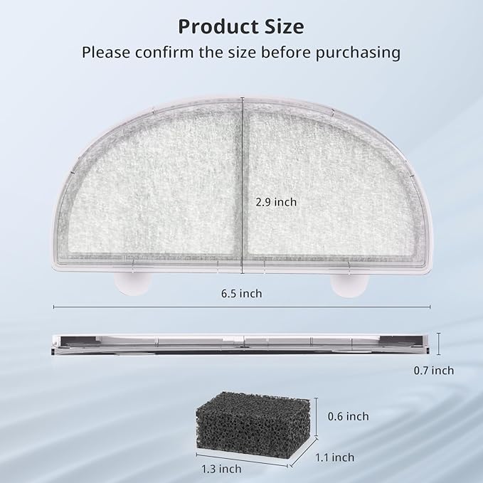 Cat Water Fountain Filter Pet Drinking Fountain Filter Replacement, Compatible with WF20/CF20 | Triple-Layer Filtration System, 9Pack (9 Sponges Included)