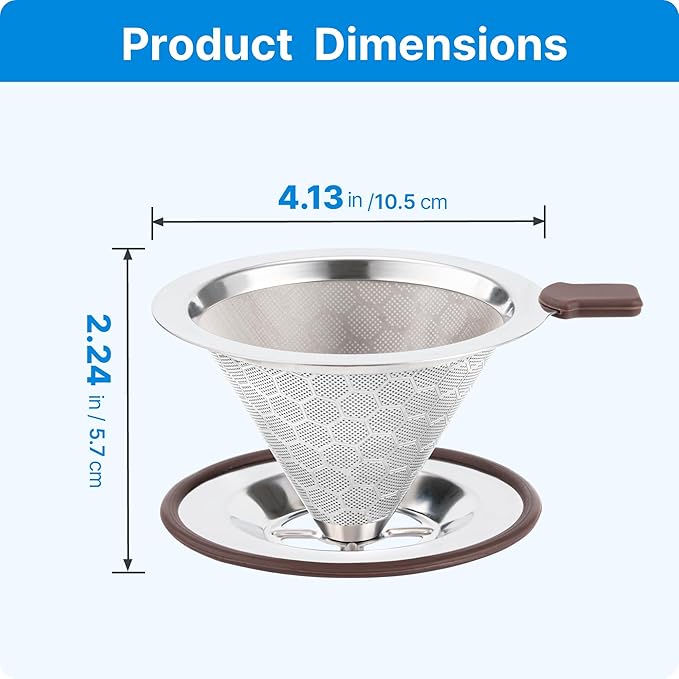 Pour Over Coffee Dripper for YETI 14oz Mug, Paperless Reusable Stainless Steel Coffee Filter for YETI 20oz Tumbler, BPA Free