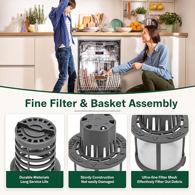 WD12X25995 Ultra Fine Filter and Basket Assembly Compatible With GE/Hotpoint/Haier Dishwashers, Replace AP6989426 PS16217023 EAP16217023 Dishwasher Filter Replacement Part CDT888P2V1S1 CDT805M5N2S5