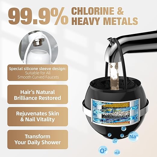 SHLLKTTRY Bath Water Filter for Tub Faucet with Overflow,Filtration,Remove Contaminants,Chlorine,Fluoride,Hard Water Softener,Enhances Health of Skin,Hair,Nails,Relieve Eczema,3,000 Gallons,Black