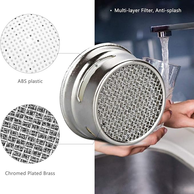 BOETOADG 4PCS Faucet Aerator, 2 Packs of Aerator Filter Replacement Parts, With Brass Housing 15/16 Inch 24mm External Thread Aerator Faucet Filter, With Gasket, For Kitchen and Bathroom