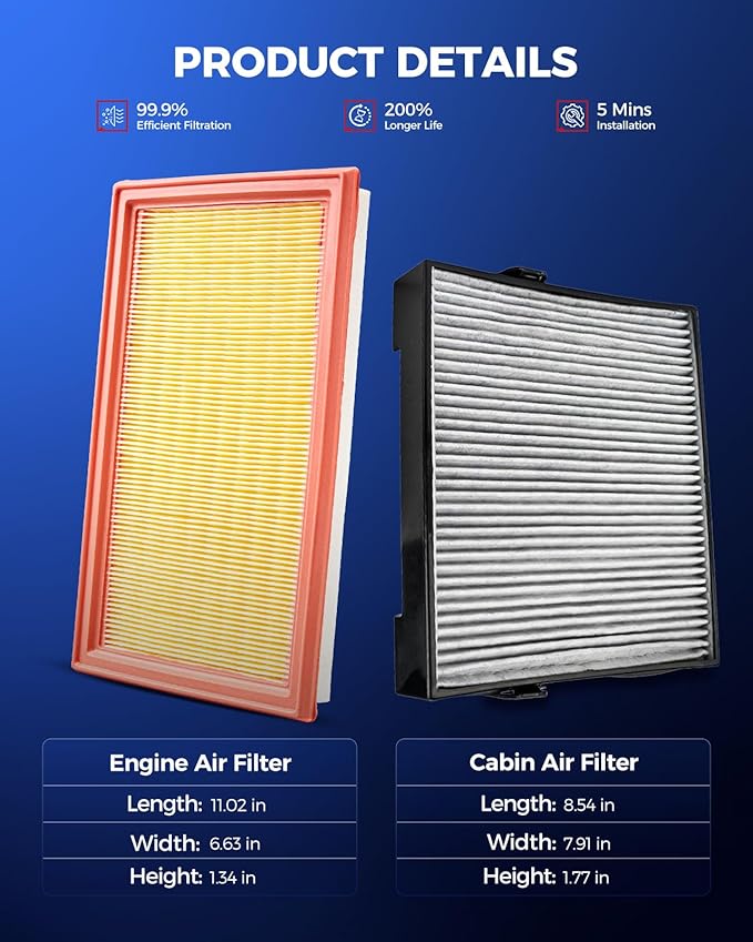 KAX Engine & Cabin Air Filter Kit, Replacement for Subaru Forester 2004-2008 2.5T, Replace# CA4309 CF10745
