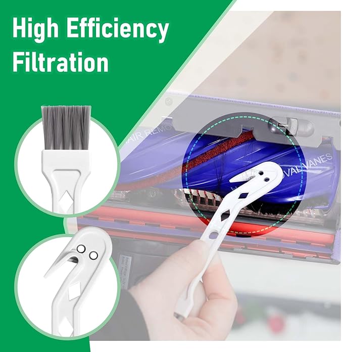 V10 Filter Replacement Compatible with Dyson V10 Animal, Absolute, Cyclone & SV12 Cordless Vacuums, Washable HEPA Filter (Part 969082-01) with Detangling Cleaning Tool, 3-Pack
