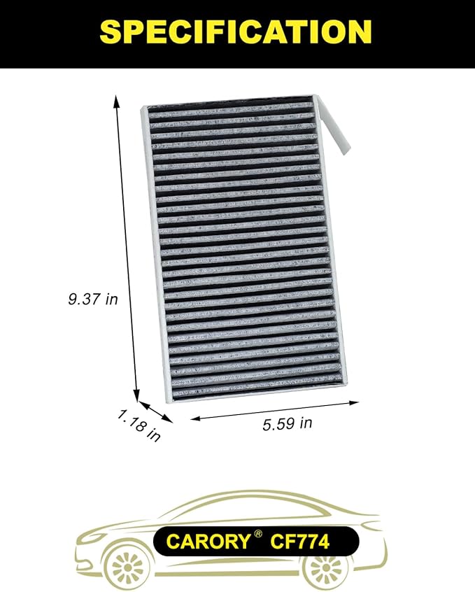 2PCS Cabin Air Filter with Activated Carbon for Tesla Model 3 (2017-2026), Model Y (2020-2026), OE# 1107681-00-A, CF12774, XC11952C
