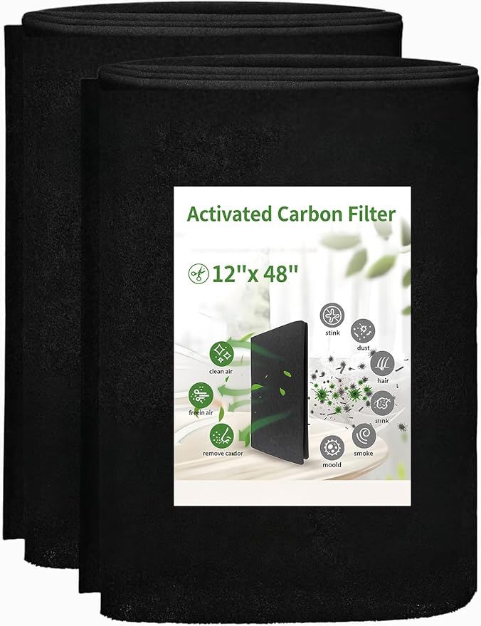 Cut to Fit Activated Carbon Air Filter 16" x 48" –Replacement Charcoal air Filters - Carbon Filter Sheet for Air Purifier, Window AC Air Vent and More-2PC