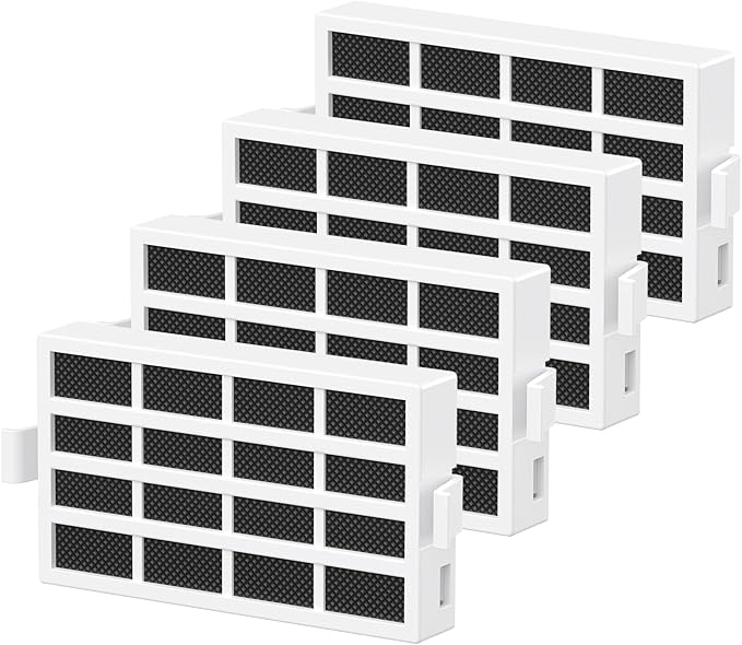 W10311524 AIR1 Refrigerator Air Filter Compatible with Whirl-pool, Ken-more Refrigerator, for Fresh Flow Refrigerator Air Filter Cartridge, Replaces AIR1, W10315189, 1876318, PS2580853, 4 Pack(White)