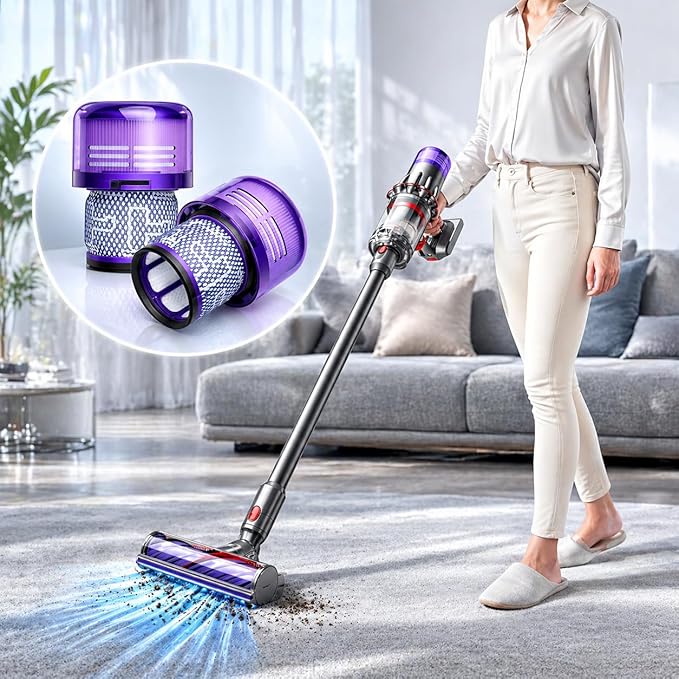 2 Pack SV18 V9 Filter Replacement for Dyson Digital Slim/Spare & V9 Motorbar Cordless Vacuum, Part No. 970612-01