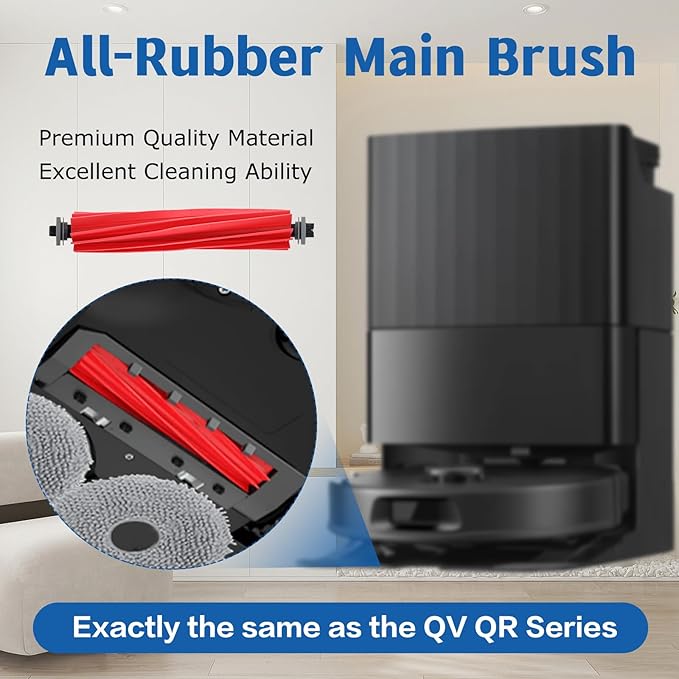 Accessories Replacement Kit for Roborock Qrevo Serie - QV 35A/QV 35S, Qrevo S Pro, QR 598/QR 798 Robot Vacuum, 1 Main Brush, 4 Mop Clothes, 2 Filters, 4 Side Brushes, 6 Dust Bags