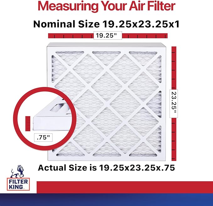 Filter King 19.25x23.25x1 Air Filter (MERV 11) (6-Pack) Dust & Allergy Control AC Furnace Filters, MADE IN USA, HVAC, Pleated, Electrostatic (Actual Size: 19.25 x 23.25 x .75)