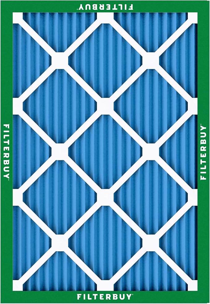 Filterbuy 20x25x1 Air Filter MERV 13 Optimal Smoke & Allergy Defense (2-Pack), Electrostatic Pleated HVAC AC Furnace Filters Replacement, Made in USA (Actual Size: 19.50 x 24.50 x 0.75)