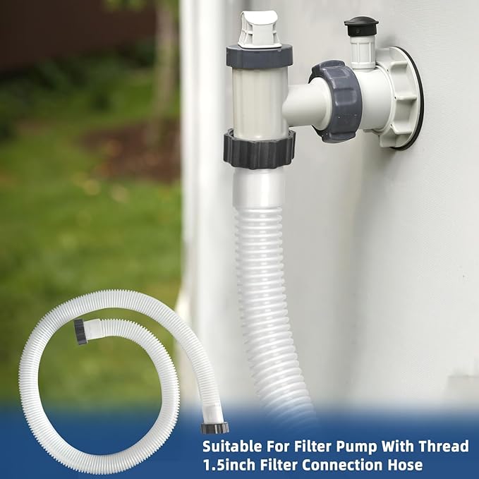 15ft 1 1/2" Pool Hose for Above Ground Pools Long Pool Pump Replacement Filter Hoses 1.5" EVA Swimming Pool Filter Hose for Filter Pumps, Saltwater Systems and Sand Filters (White)