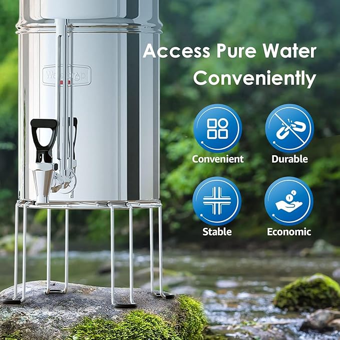 Waterdrop BST Water Filter Stand, Replacement for Berkey®, Purewell®, ProOne®, Alexapure® and Wterdrop Gravity Water Filter System, Stainless Steel Stand with Rubberized Non-Skid Feet