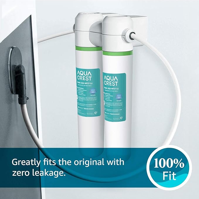 AQUA CREST FQK2J Under Sink Water Filter, Replacement for GE FQK2J, FQK1K, Compatible with GE GXK255TBN, NSF/ANSI 42 372 Certified, 1350 Gallons Dual Flow Drinking Water Replacement Filters, 4 Pack