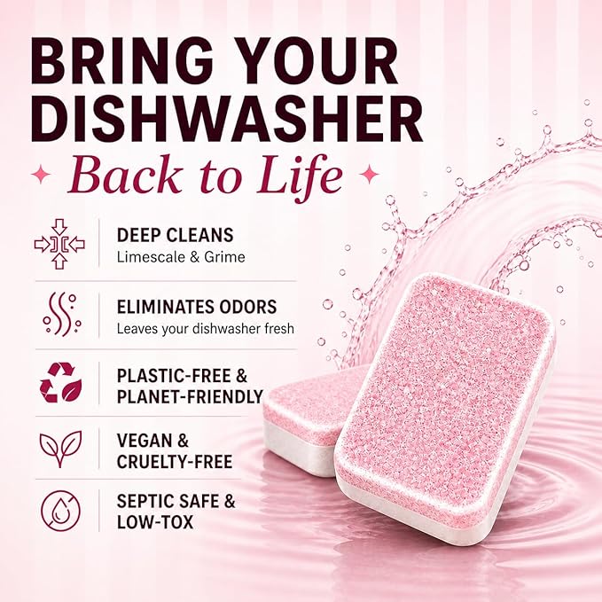 Dishwasher Cleaner And Deodorizer Tablets - 1 Year Supply Lemon Citrus Dishwasher Cleaning Tablets - Deep Cleaning Removes Limescale and Odors - Eco-friendly Dish Washer Machine Cleaner - Septic Safe