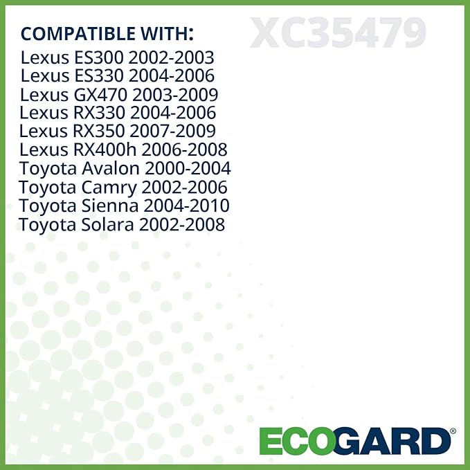 ECOGARD XC35479 Cabin Air Filter Fits 2002-2006 Toyota Camry, 2007-2010 Sienna, 2007-2009 Lexus RX350, 2000-2004 Avalon, 2004-2006 Lexus RX330, ES330, 2004-2008 Solara (Pack of 6)