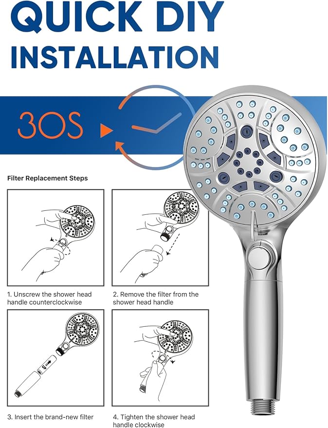 Pavezo® Shower Filter for Handheld Shower Head【Pavezo No.MQWY001】2 Pack 15-stage Replacement Filters for Hard Water Reduce Chlorine and Impurities, Glowing Skin & Shimmering Hair