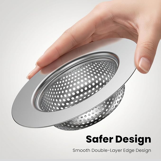 4.4" Stainless Steel Kitchen Sink Drain Strainer,Wide Rim Food Catcher Basket,Rust Resistant & Dishwasher Safe Sink Filter,1 Pack