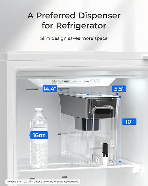 Waterdrop WFD-40L-A Water Filter Dispenser, Alkaline Filtration Water Filter Pitcher, Large 35-Cup, Up to PH 9.5, Healthy, Clean & Toxin-Free Mineralized Water, 100-Gallon, BPA Free, Black