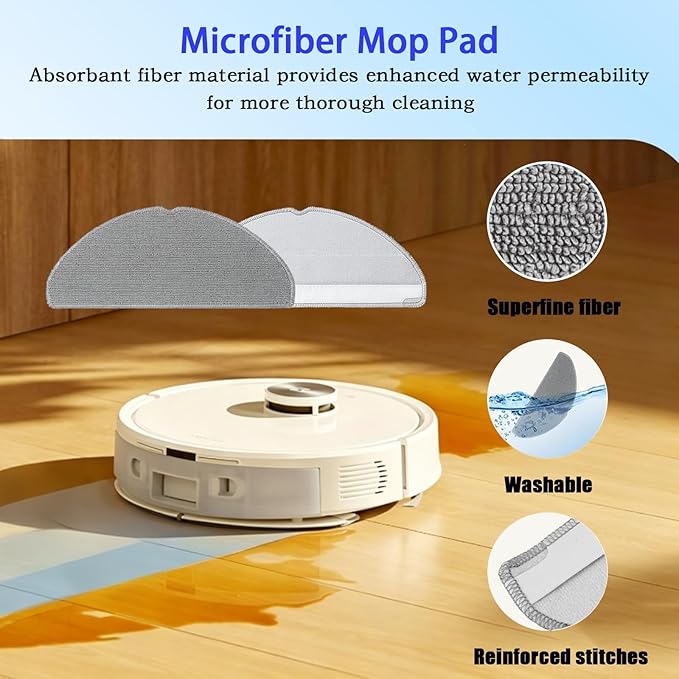 17-Piece Q7 M5 Replacement Parts Kit, Compatible with Q7 M5/Q7 TF/Q7 TF+ Robot vacuums. Includes 1 Main Brush, 6 Side Brushes, 4 HEPA Filters, 4 mop Pads, 1 Cleaning Tool, and 1 Screwdriver