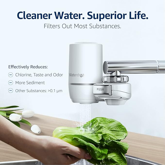 Waterdrop FF-02A Ultra Filtration Water Filter Replacement for Waterdrop WD-FC-02/FC-01/FC-06 Water Filters for Skin Care, 0.01μm Ultra-Filtration Water Filter, 9 Months, 3 Pack