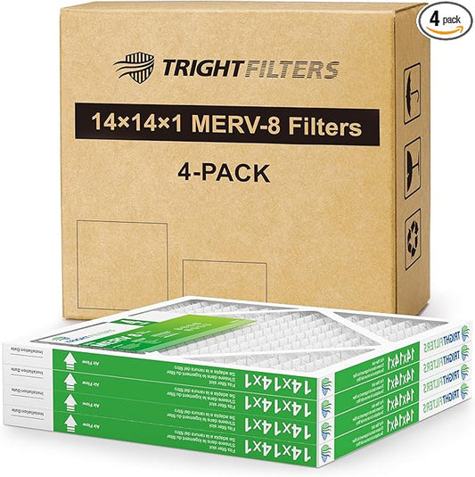 TRIGHTFILTERS 14x14x1 Air Filter 4 Pack, MERV 8 Pleated Dust Defense Air Filters Replacement Air Conditioner HVAC AC Furnace Filter, Durable and Lightweight