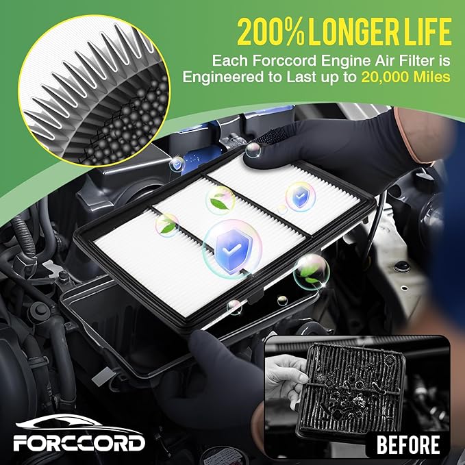 Cabin & Engine Air Filter Fit for 2017-2024 Nissan Titan V8 5.6L Activated Carbon Cabin Filter Replace#CF10743 16546-EZ31A Car Accessories