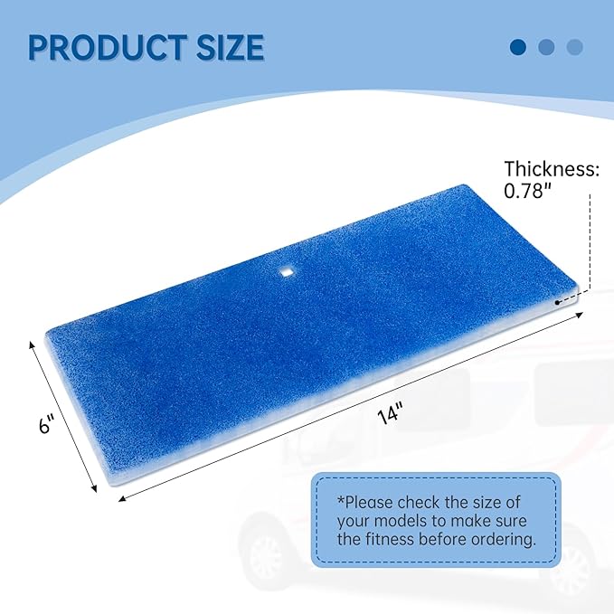 6” x 14” RV AC Filter Air Filter Unit Compatible with Coleman Mach Air Conditioner - 2 Pack Replacement RV Filter Merv 6 AC Unit with Center Square Hole for Camper Motorhome Grille Vent, Blue