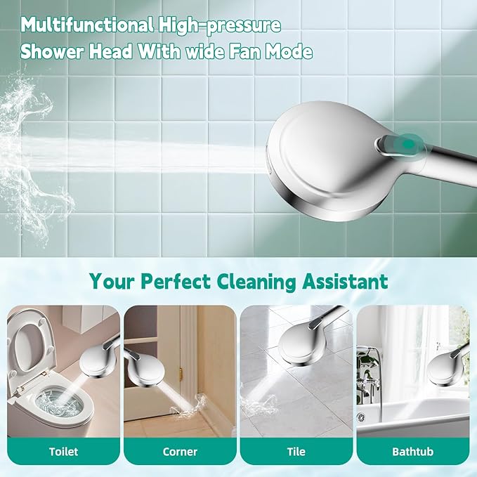 Hibbent Filtered Shower Head with Handheld, High Pressure 10 Spray Showerhead with 3 Filters, Water Softener for Hard Water-Remove Chlorine, Reduces Dry Itchy Skin, Improve Skin& Hair Texture, Chrome