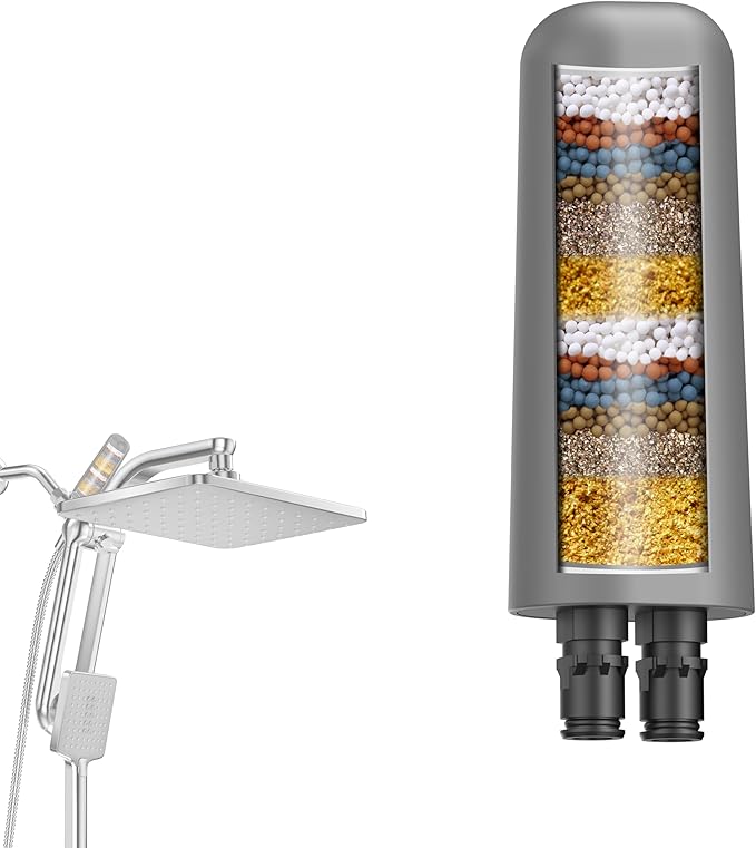 1-Pack Gray Shower Head Filter Replacement for L400099 DAKINGS Chrome Filtered Rainfall Shower Head Combo, Remove Chlorine, Reduces Dry Itchy Skin