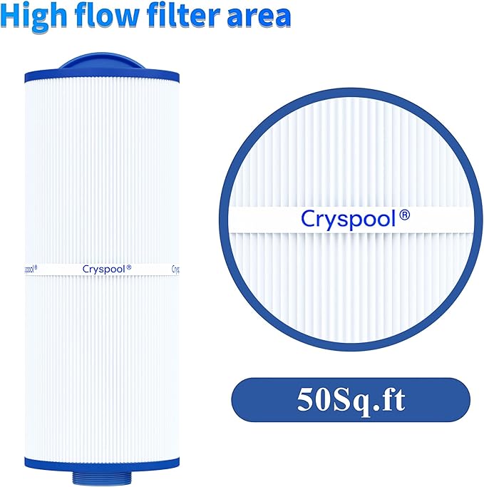 Cryspool® 05040 Filter Compatible with Marquis Spa 20041, 20091, 370-0237, 5CH-502, Marquis 50, PPM50SC-F2M, FC-0195, 50 Sq. Ft Spa Filter Cartridge, 2 Pack