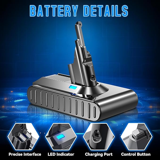 Bonacell 【Upgraded 7000mAh】 21.6V 7.0Ah Replacement for Dyson V8 Battery Li-ion Compatible with V8 215681 967834-05 SV10 Absolute/Animal/Fluffy/Cord-Free Handheld Vacuum