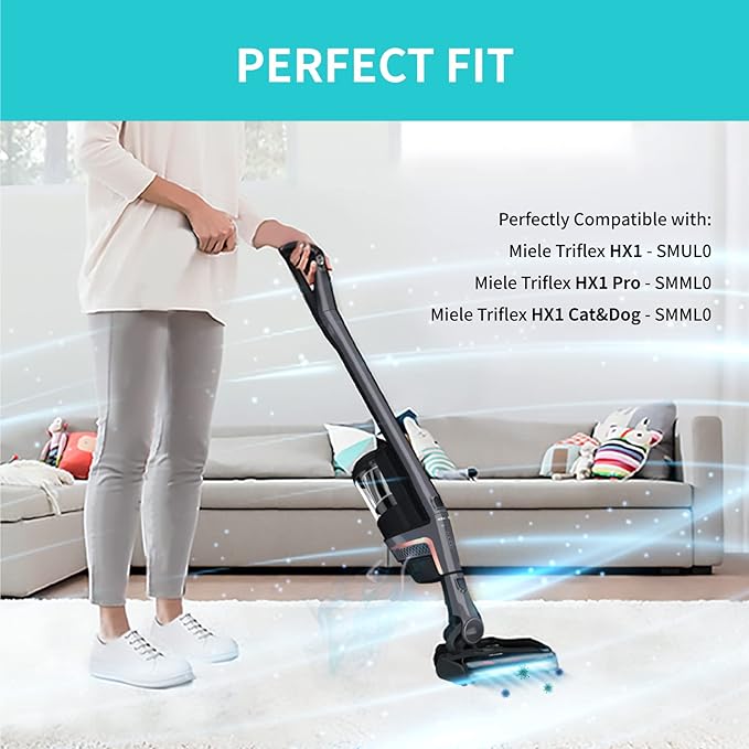 Leemone Fine Dust Filter 2-Pack Compatible with Miele TriFlex HX1, Pro, Cat & Dog Cordless Stick Vacuum Cleaners, HX-FSF Replacement 11289902