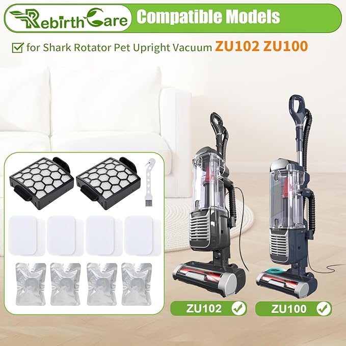ZU102 Filter for Shark ZU100 Odor Neutralizer Cartridges for Shark ZU102 Pet Upright Vacuum Replacement Parts # 1238FT60 & 1239FT60 & 1541FC3000