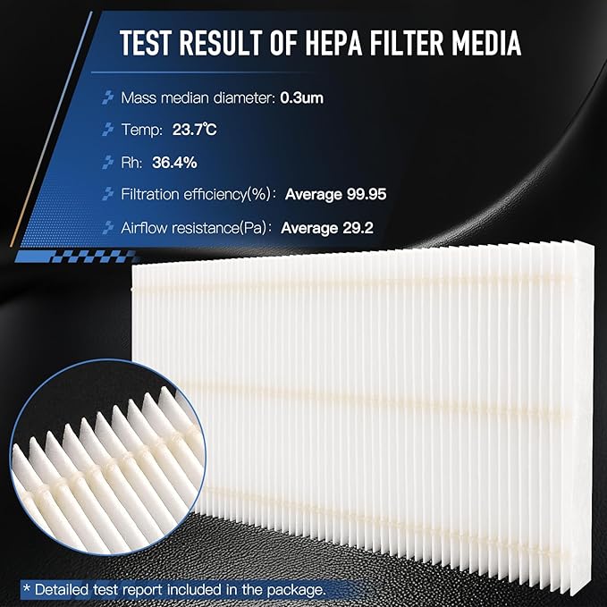HEPA Cabin Air Filter with Activated Carbon Bean, Certified 99.95% Filtration, CF11819 for Hyundai Santa Fe/Sonata/Azera, Kia Cadenza/Optima/Sedona, GMC Terrain, Chevy Equinox