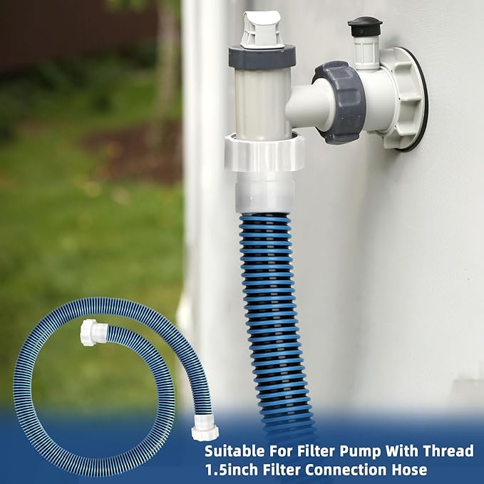 15ft 1 1/2" Pool Hose for Above Ground Pools 15ft Long Pool Pump Replacement Filter Hoses 1.5" EVA Swimming Pool Filter Hose for Filters Pumps, Saltwater Systems and Sand Filters (Blue)