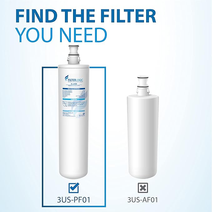 Filterlogic 3US-PF01 Under Sink Water Filter, Replacement for Filtrete® 3US-PF01, 3US-MAX-F01H, 3US-PF01H, Delta RP78702, Manitowoc K-00337, K-00338, HF20, HF25, HF27, HF25-S, HF20-I, NSF/ANSI 42