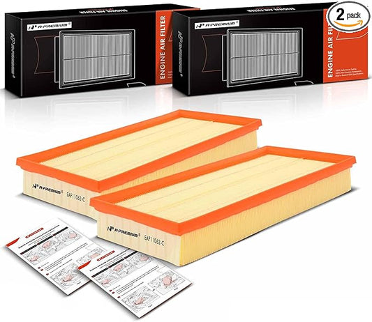 A-Premium 2-PC Engine Air Filter Compatible with Land Rover Discovery, LR4, Range Rover, 2010-2022, Flexible Panel