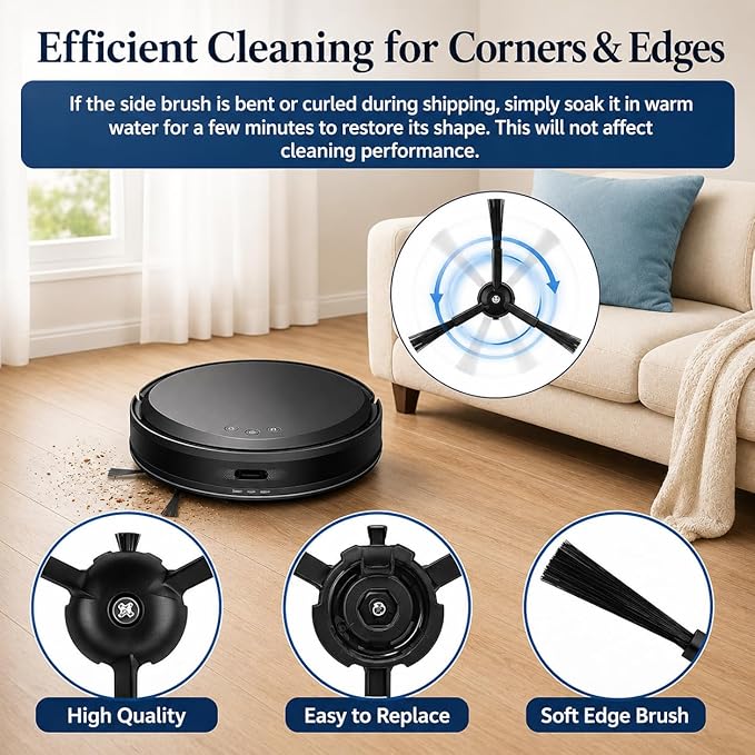 19 Pack Replacement Accessories Compatible with Tapo RV30 Max / RV30 Max Plus / RV20 Max / RV20 Max Plus Robot Vacuum 1 Roller Brush,6 Side Brushes,4 HEPA Filters,4 Mop Pads,4 Dust Bags